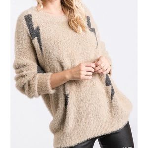 Tan Lightning Bolt Sweater